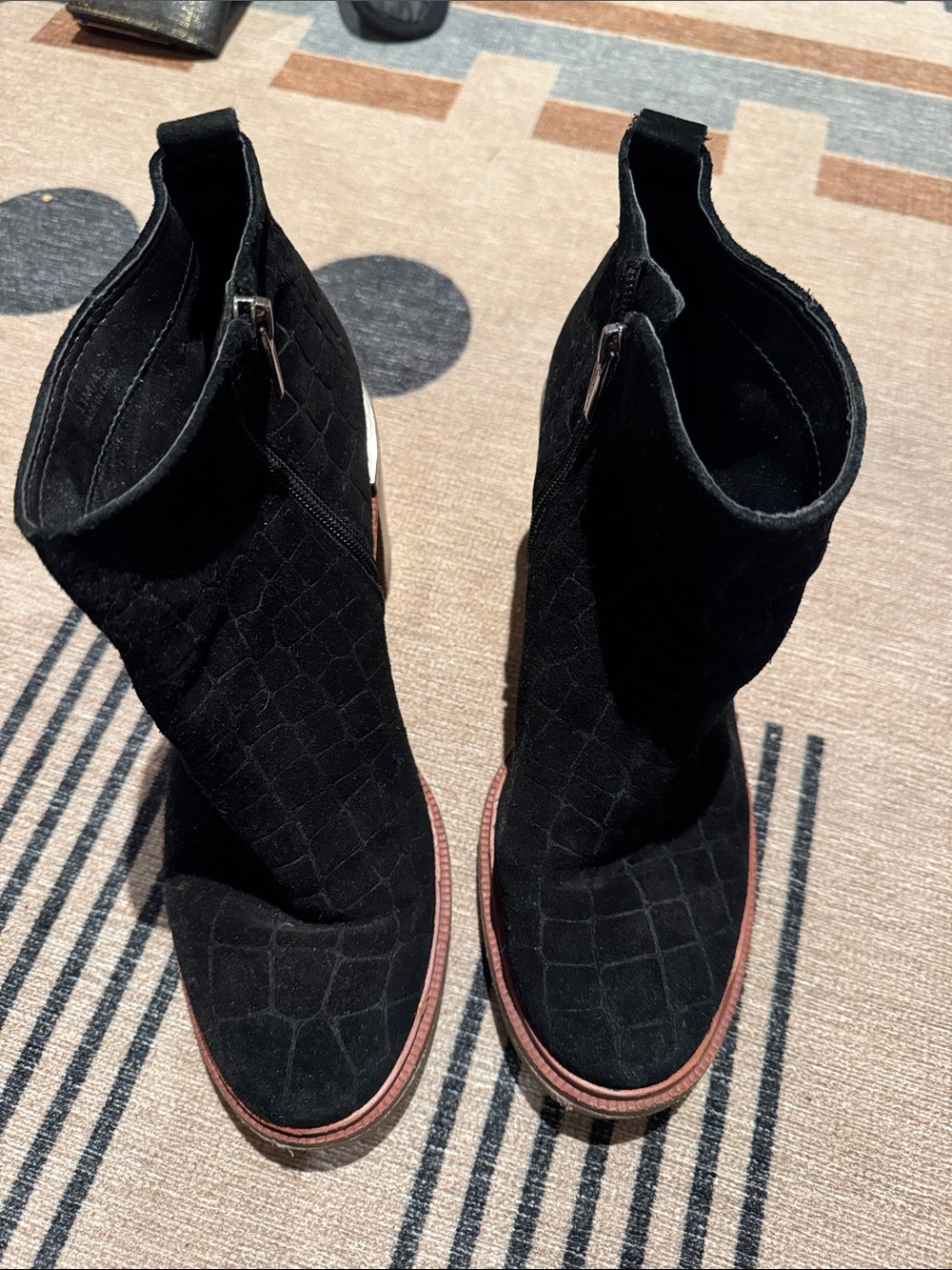 Black Suede Women's Ankle Boots - Stylish Zip Side Design